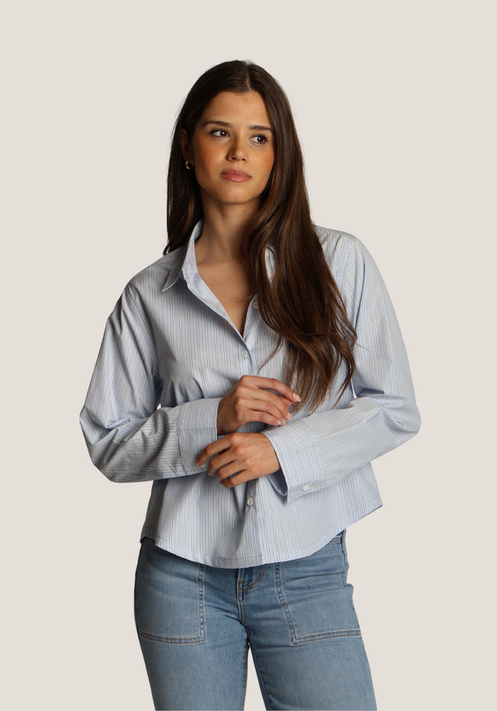 Hi-Lo Modern Shirt Blue By Dylan - Moxiebainbridge