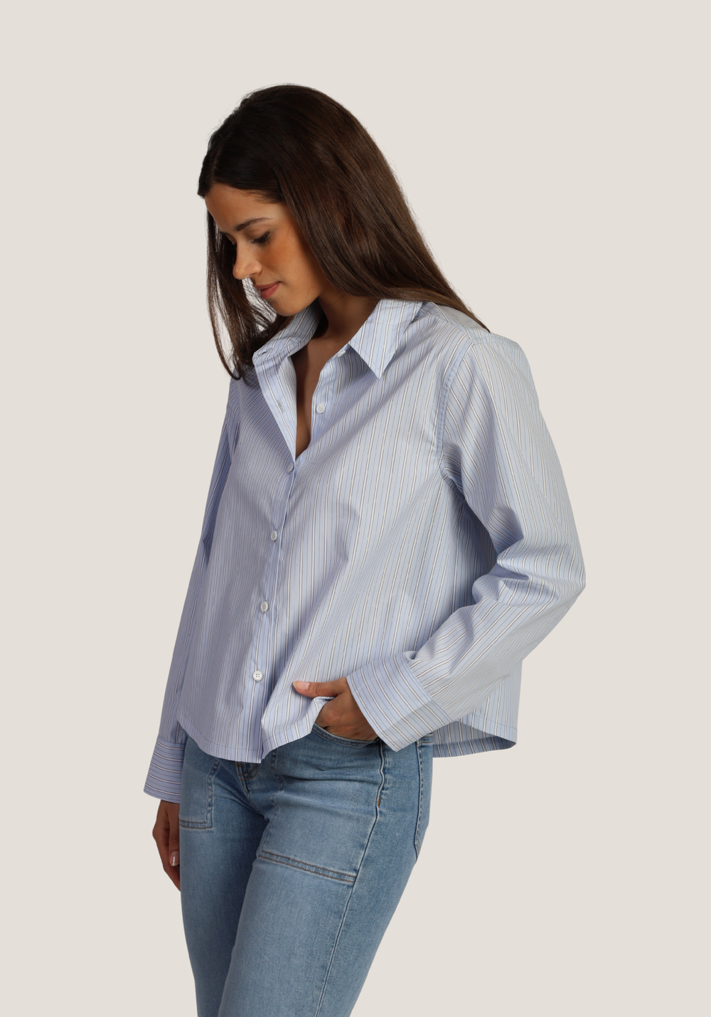 Hi-Lo Modern Shirt Blue By Dylan - Moxiebainbridge