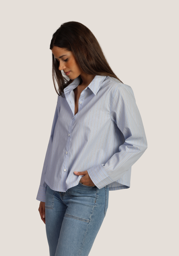 Hi-Lo Modern Shirt Blue By Dylan - Moxiebainbridge