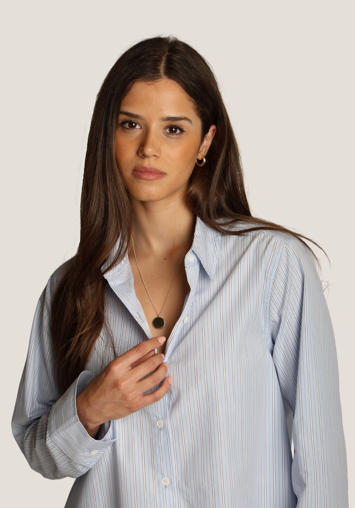 Hi-Lo Modern Shirt Blue By Dylan - Moxiebainbridge