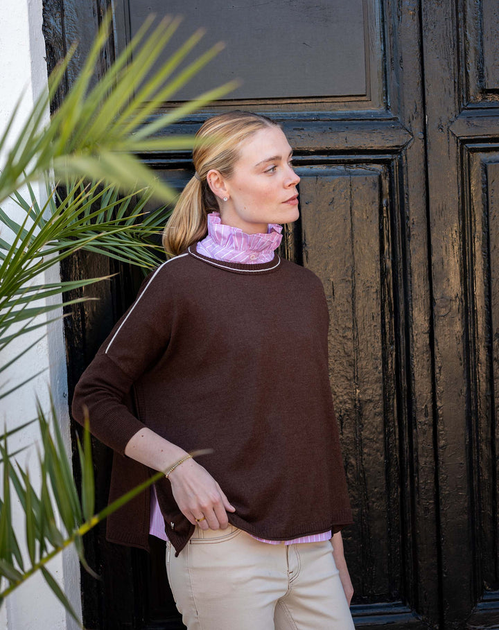 Catalina Crewneck Petite Sweater Coffee/Cream By Mersea