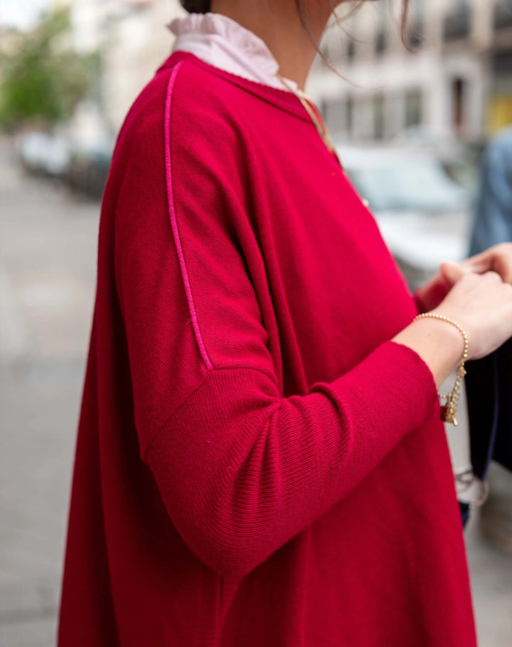 Catalina Crewneck Sweater Wine/Pinkberry Petite By Mersea