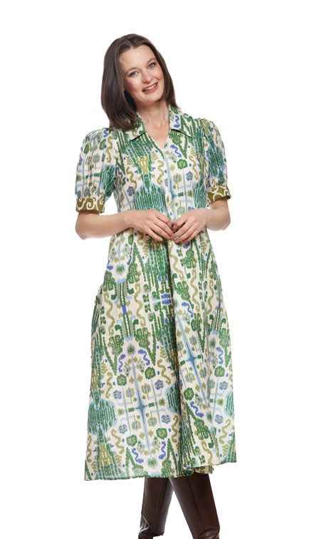 Montauk Dress Blue and Green Graphic By Dizzy Lizzie