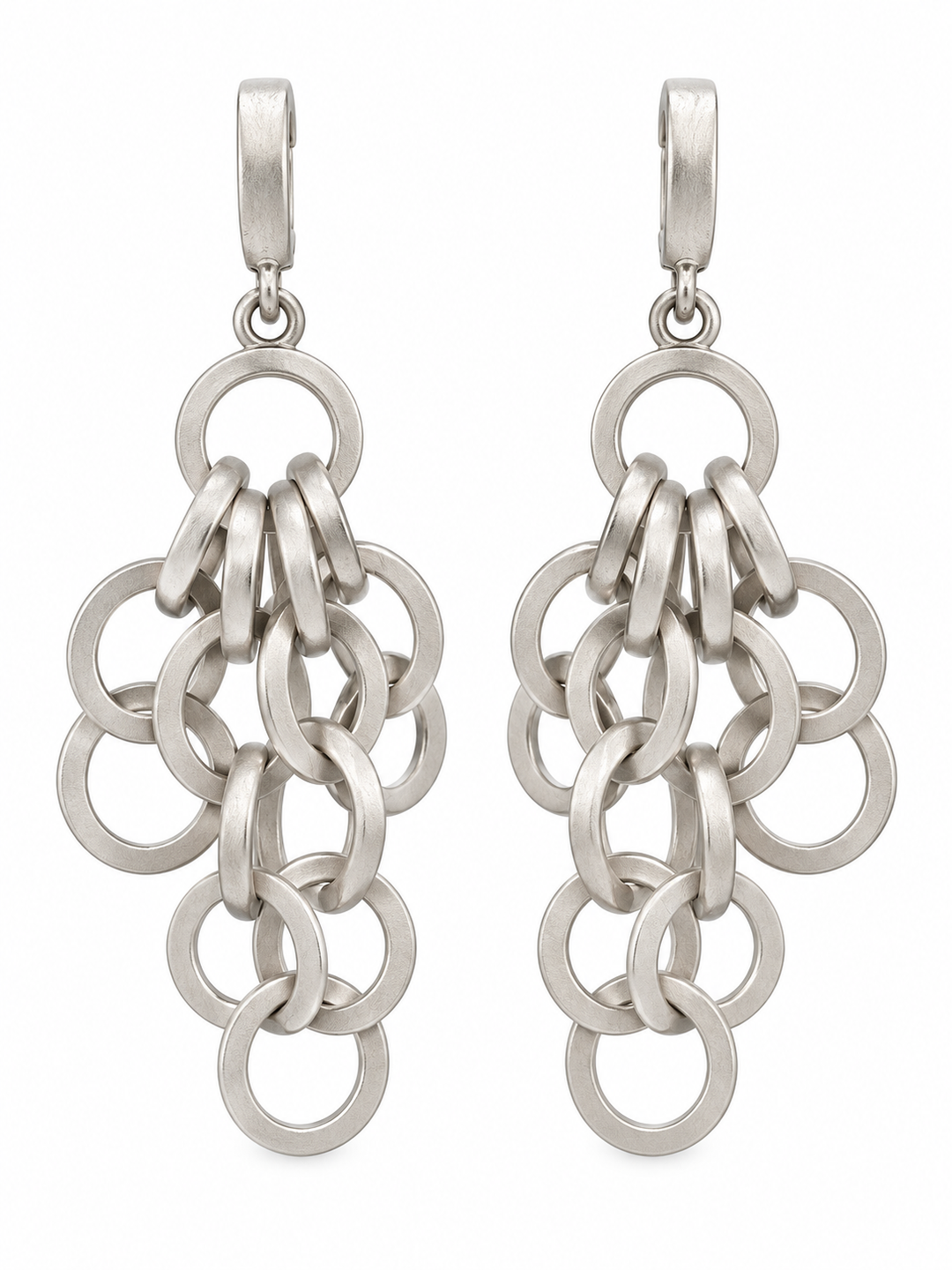 Silver Dangling Link Earrings By Be-Je