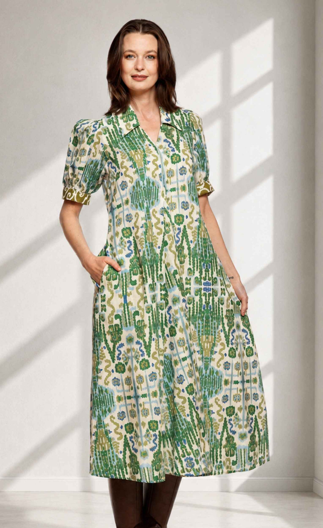 Montauk Dress Blue and Green Graphic By Dizzy Lizzie