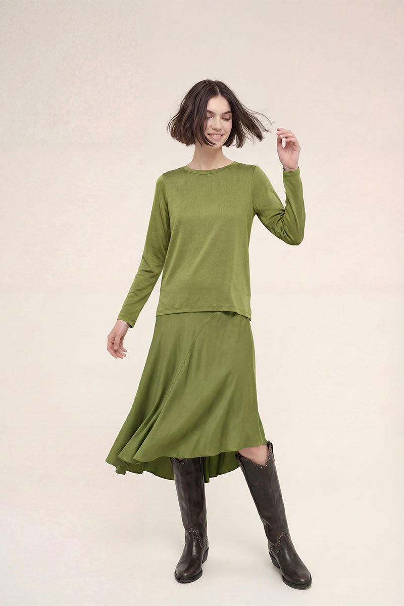 Long Sleeve Green Viscose Shirt By B-YU