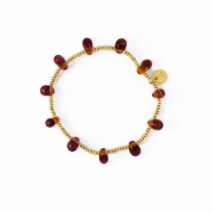 Hope Gold Stretch Bracelet With Amber Beads By Ink & Alloy