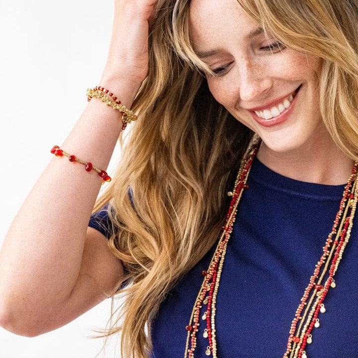Hope Gold Stretch Bracelet With Amber Beads By Ink & Alloy