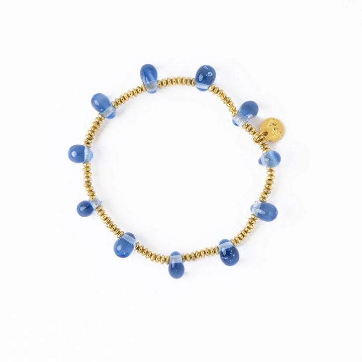 Hope Gold and Blue Stone Stretch Bracelet By Ink &  Alloy