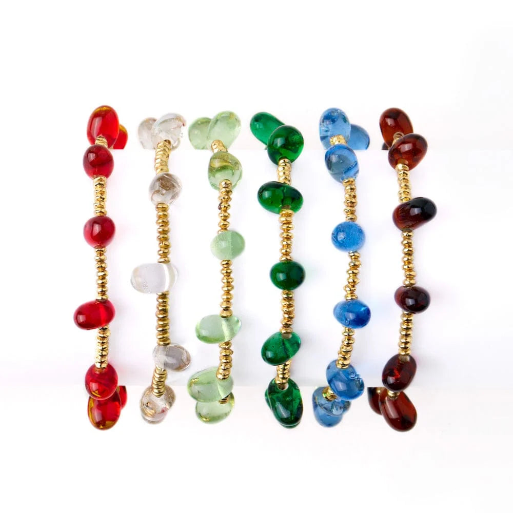 Hope Gold and Blue Stone Stretch Bracelet By Ink &  Alloy