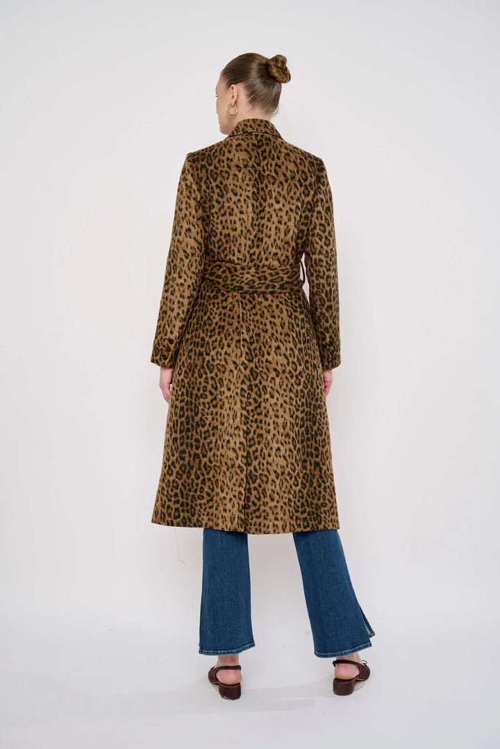 The Romy Coat Leopard Wool By Flora Bea NYC