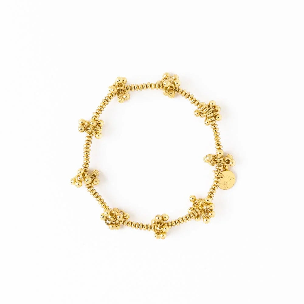 Kate Gold Stretch Bracelet with Gold Cluster By Ink & Alloy