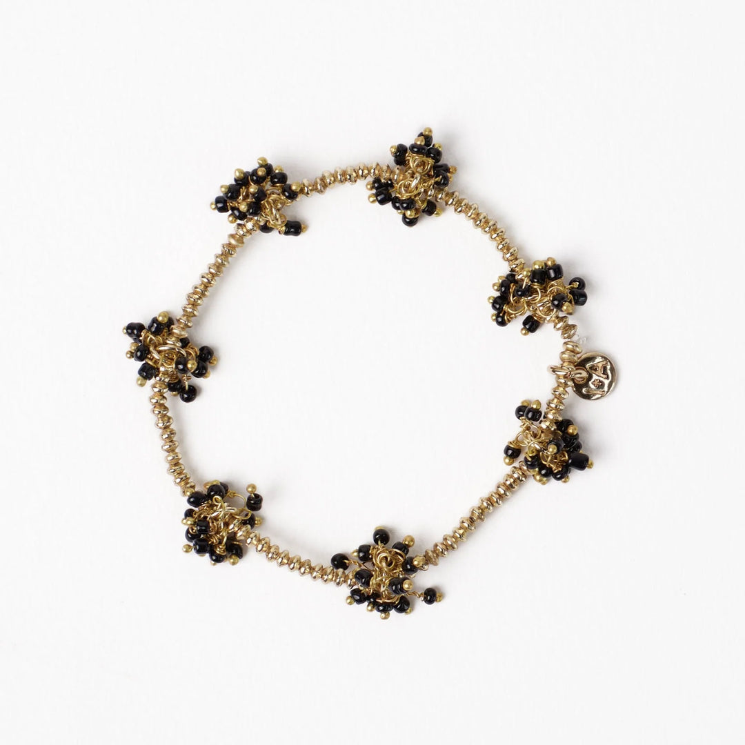 Kate Gold Stretch Black Bead Stretchy Bracelet By Ink & Alloy