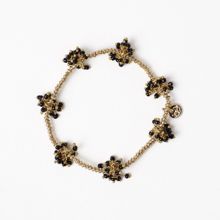 Kate Gold Stretch Black Bead Stretchy Bracelet By Ink & Alloy