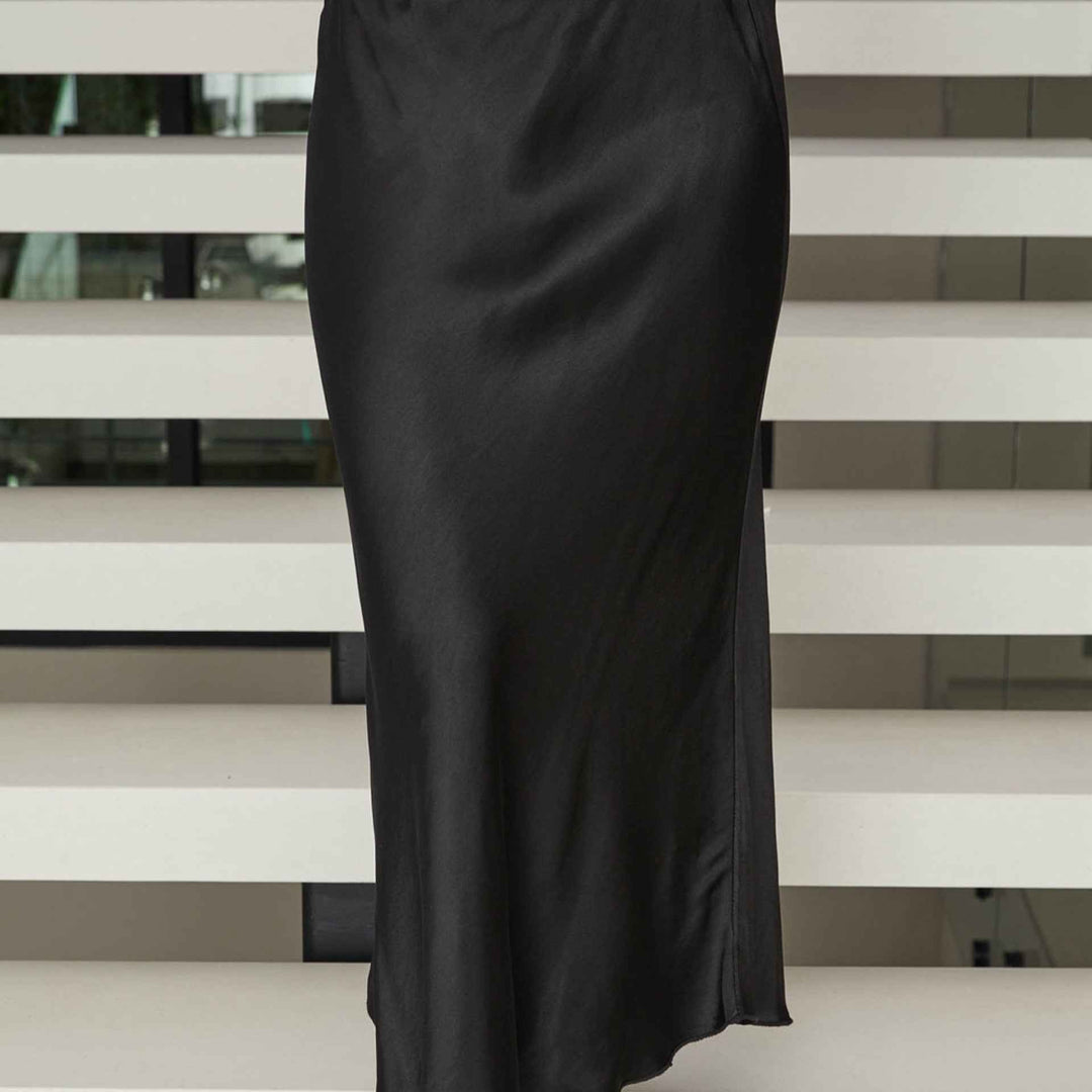 Silky Black Slip Skirt By Milio Mailano