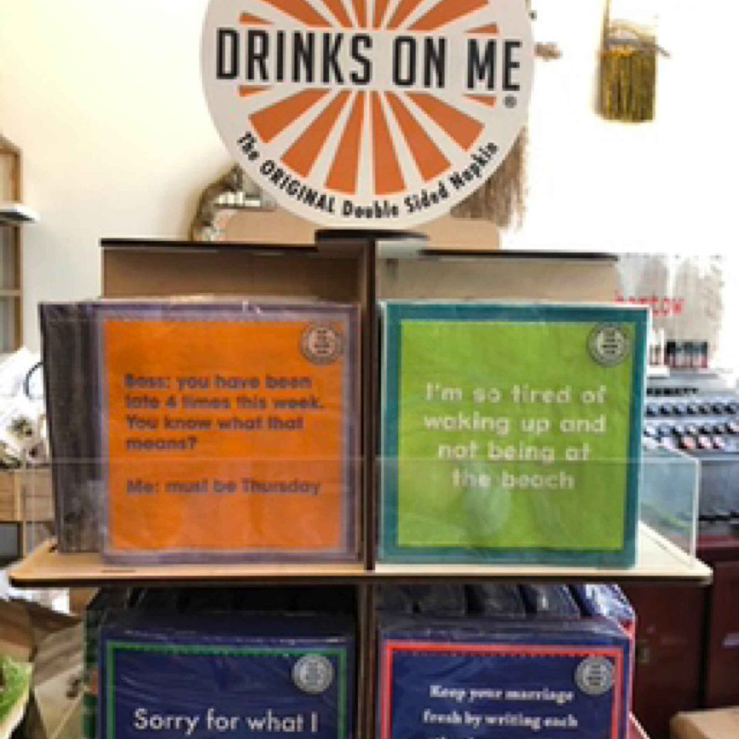 2 sided Cocktail napkins   Drinks on me 03-24
